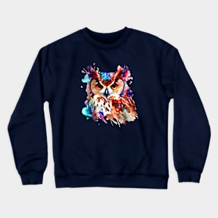 Owl Colourful Art | Watercolor Painting of the Owl Crewneck Sweatshirt